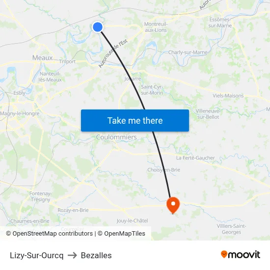 Lizy-Sur-Ourcq to Bezalles map