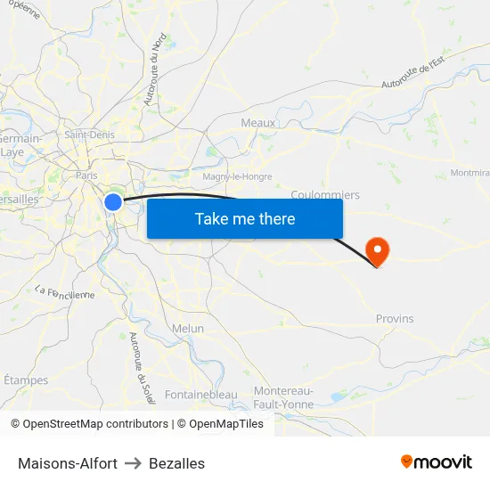 Maisons-Alfort to Bezalles map