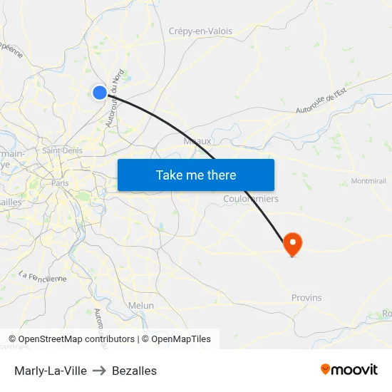 Marly-La-Ville to Bezalles map