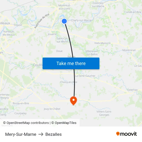 Mery-Sur-Marne to Bezalles map