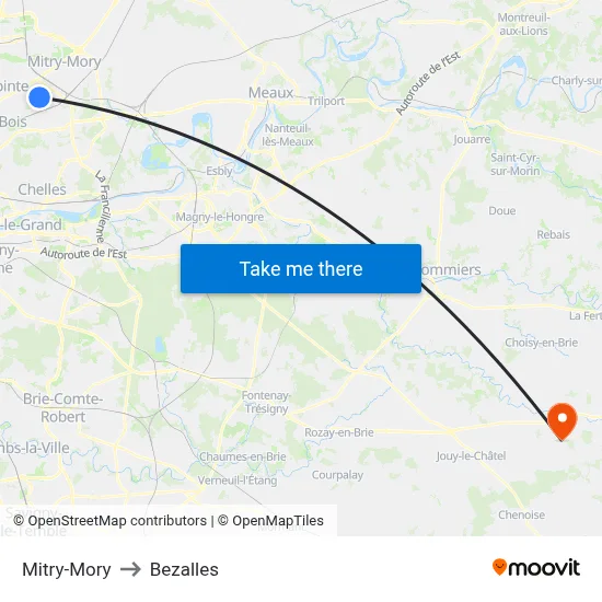 Mitry-Mory to Bezalles map