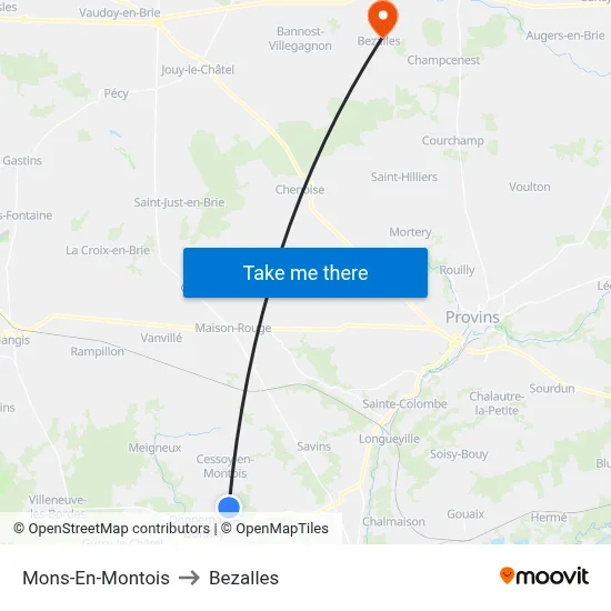 Mons-En-Montois to Bezalles map