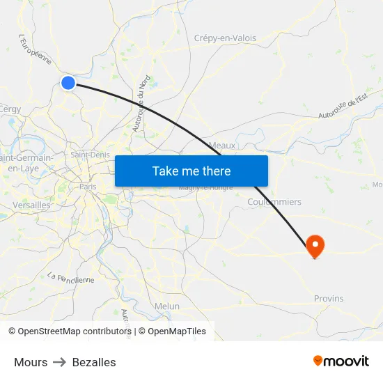 Mours to Bezalles map