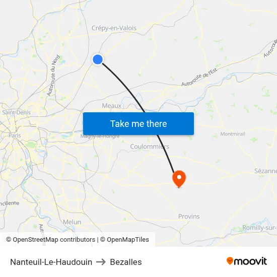 Nanteuil-Le-Haudouin to Bezalles map