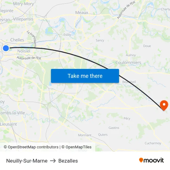 Neuilly-Sur-Marne to Bezalles map
