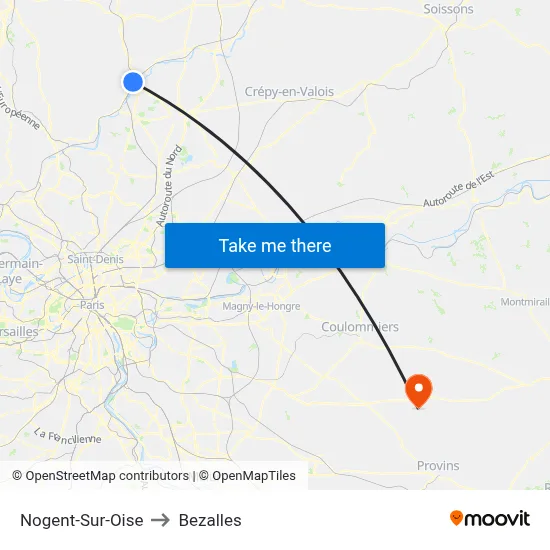 Nogent-Sur-Oise to Bezalles map