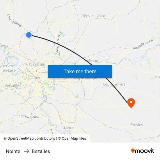 Nointel to Bezalles map