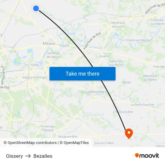 Oissery to Bezalles map