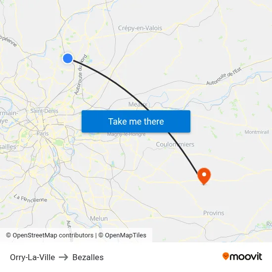 Orry-La-Ville to Bezalles map