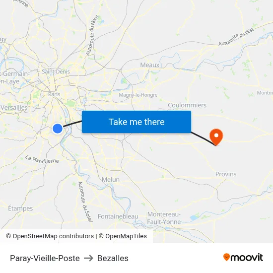 Paray-Vieille-Poste to Bezalles map