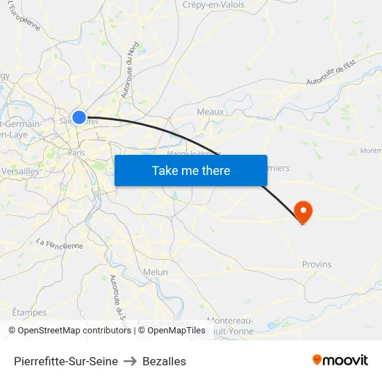 Pierrefitte-Sur-Seine to Bezalles map