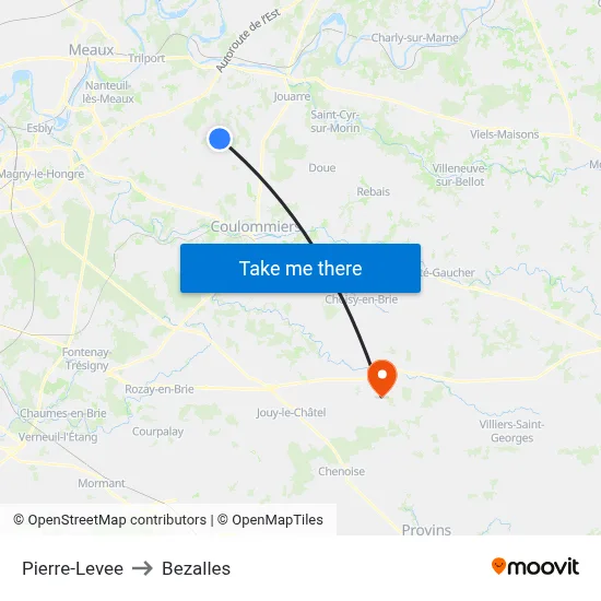 Pierre-Levee to Bezalles map