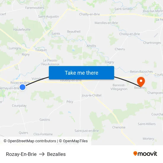 Rozay-En-Brie to Bezalles map