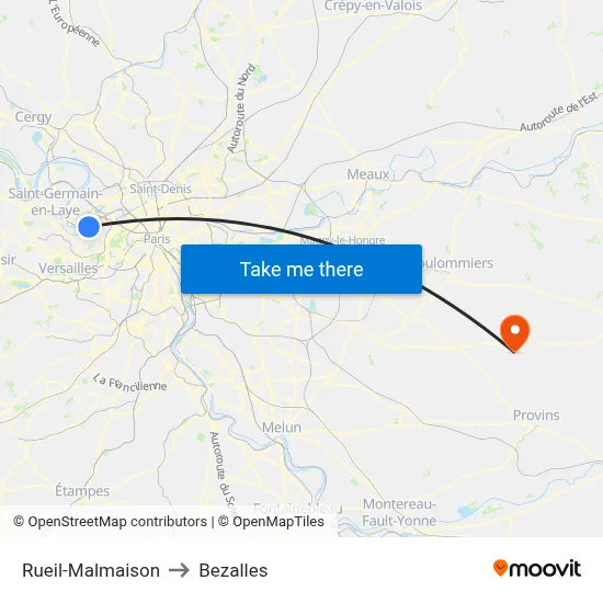 Rueil-Malmaison to Bezalles map