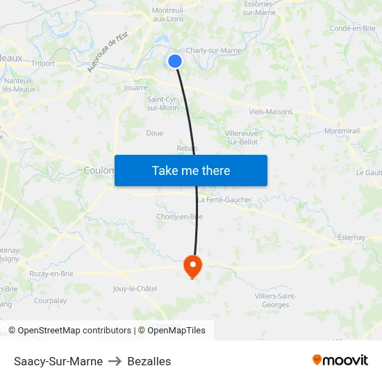 Saacy-Sur-Marne to Bezalles map