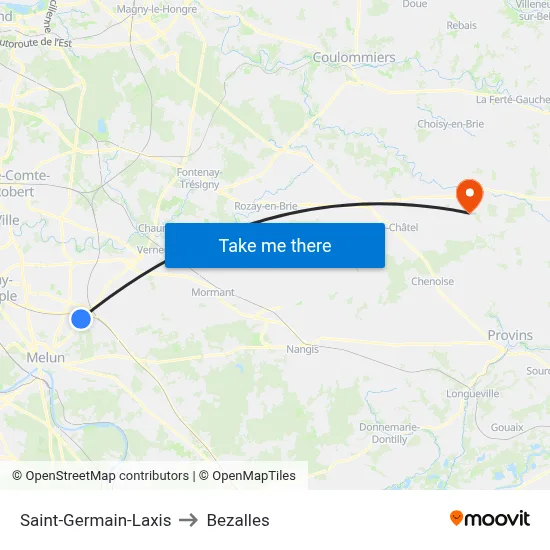 Saint-Germain-Laxis to Bezalles map