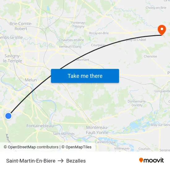 Saint-Martin-En-Biere to Bezalles map