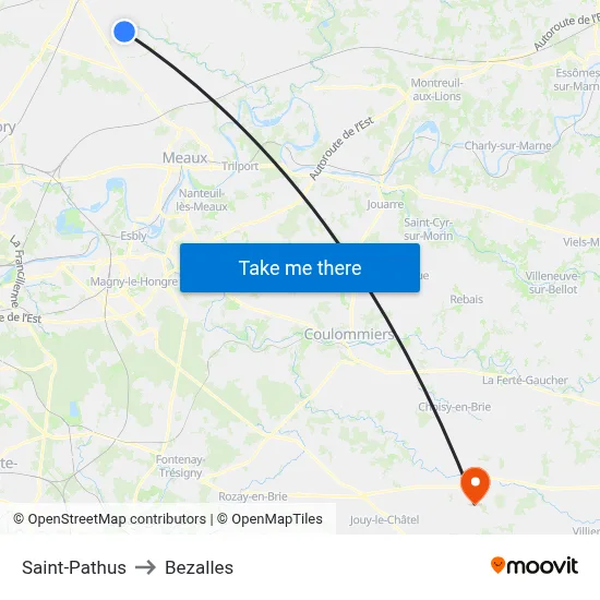 Saint-Pathus to Bezalles map