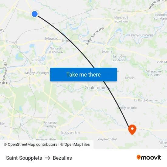Saint-Soupplets to Bezalles map