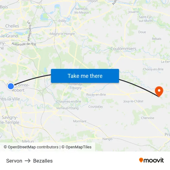 Servon to Bezalles map