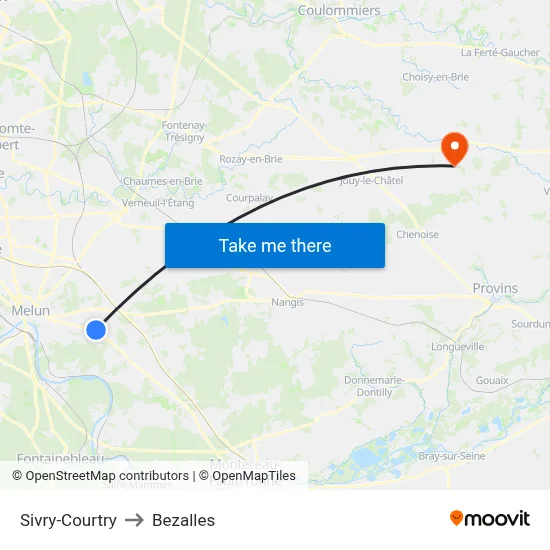 Sivry-Courtry to Bezalles map