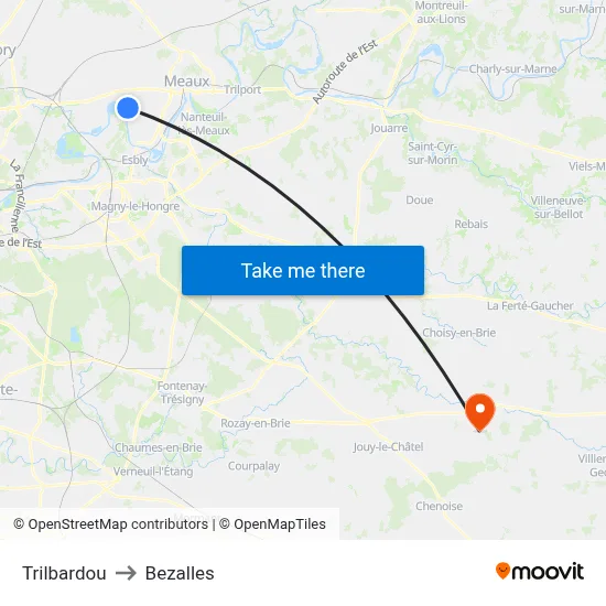 Trilbardou to Bezalles map