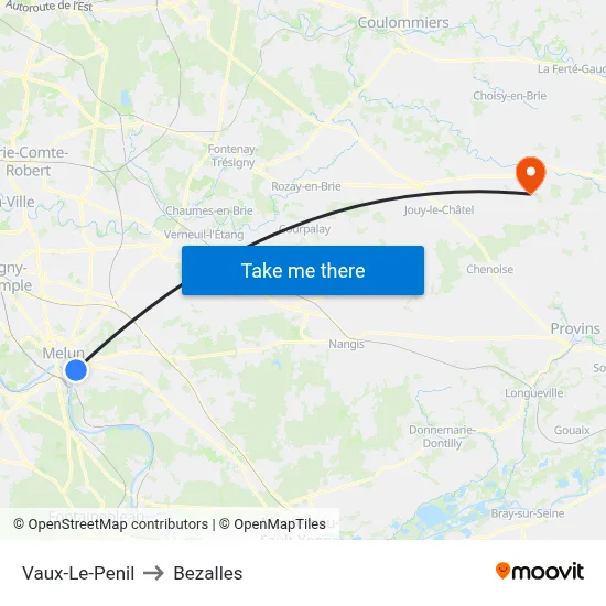 Vaux-Le-Penil to Bezalles map