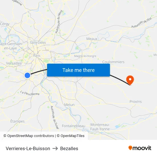 Verrieres-Le-Buisson to Bezalles map