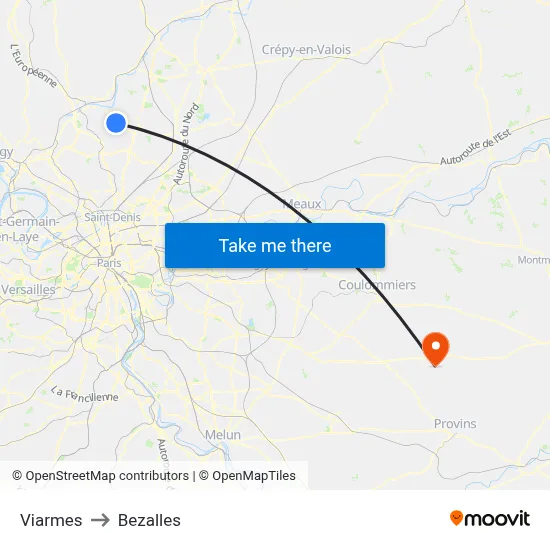 Viarmes to Bezalles map