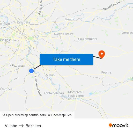 Villabe to Bezalles map