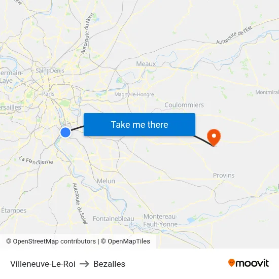 Villeneuve-Le-Roi to Bezalles map