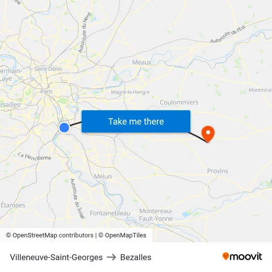 Villeneuve-Saint-Georges to Bezalles map