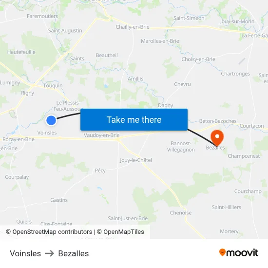 Voinsles to Bezalles map