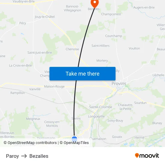 Paroy to Bezalles map