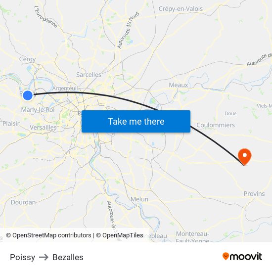 Poissy to Bezalles map