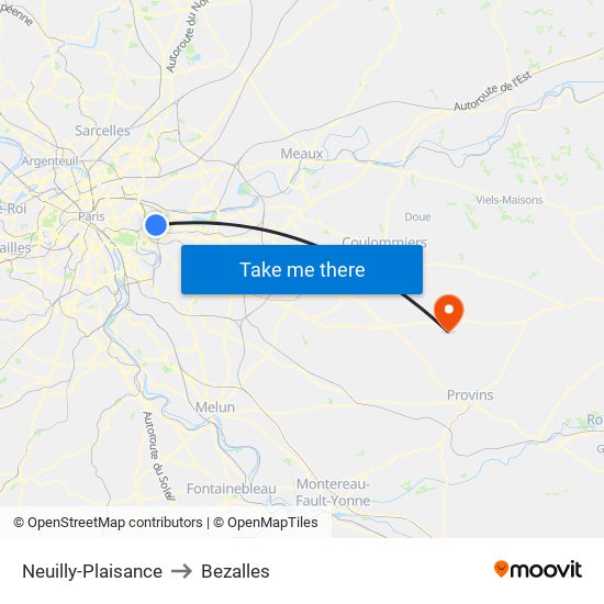 Neuilly-Plaisance to Bezalles map