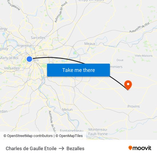 Charles de Gaulle Etoile to Bezalles map