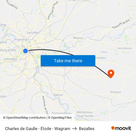 Charles de Gaulle - Étoile - Wagram to Bezalles map