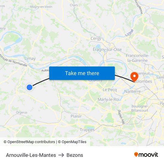 Arnouville-Les-Mantes to Bezons map