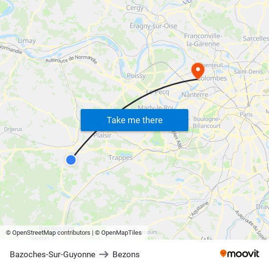 Bazoches-Sur-Guyonne to Bezons map
