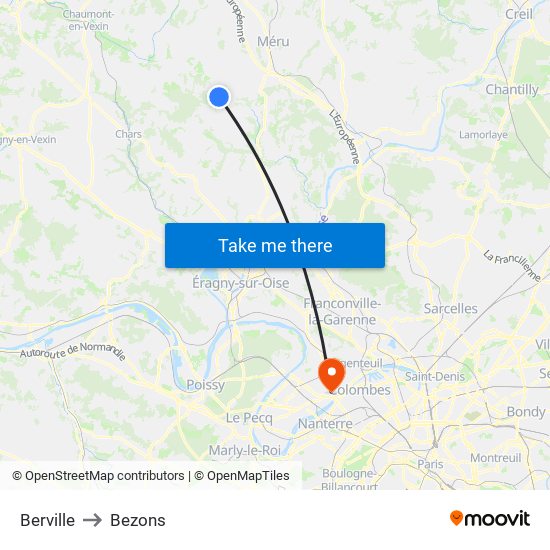 Berville to Bezons map