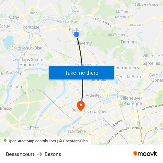 Bessancourt to Bezons map