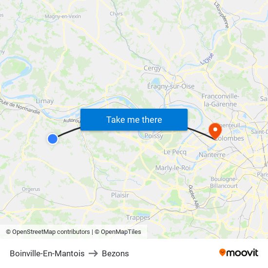 Boinville-En-Mantois to Bezons map
