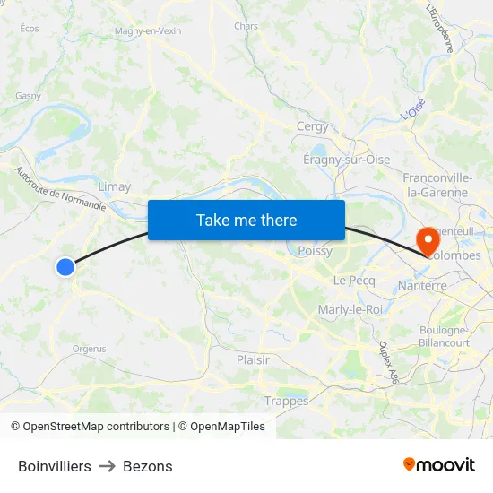 Boinvilliers to Bezons map