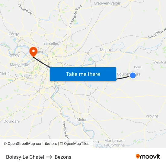 Boissy-Le-Chatel to Bezons map
