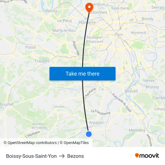 Boissy-Sous-Saint-Yon to Bezons map