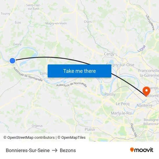Bonnieres-Sur-Seine to Bezons map