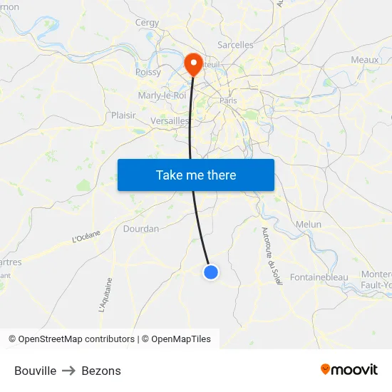 Bouville to Bezons map