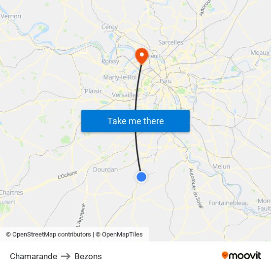 Chamarande to Bezons map