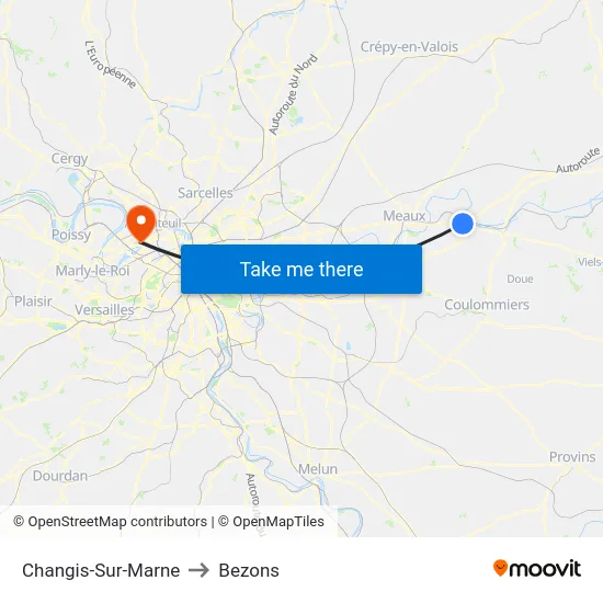 Changis-Sur-Marne to Bezons map